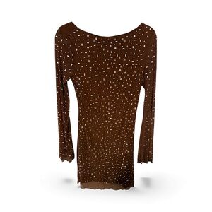 SHEIN Chocolate Brown Long Sleeve Dress